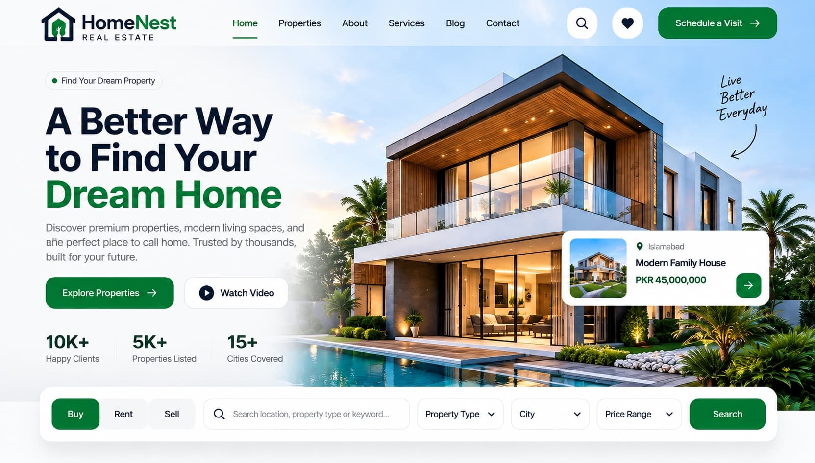 HomeNest Real Estate Website preview